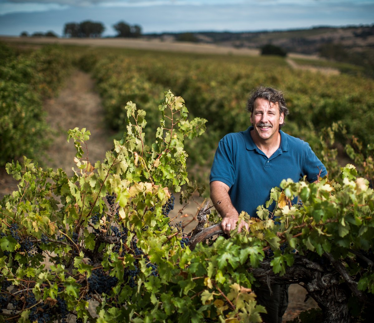 Christopher Carpenter standing in a vineyard
